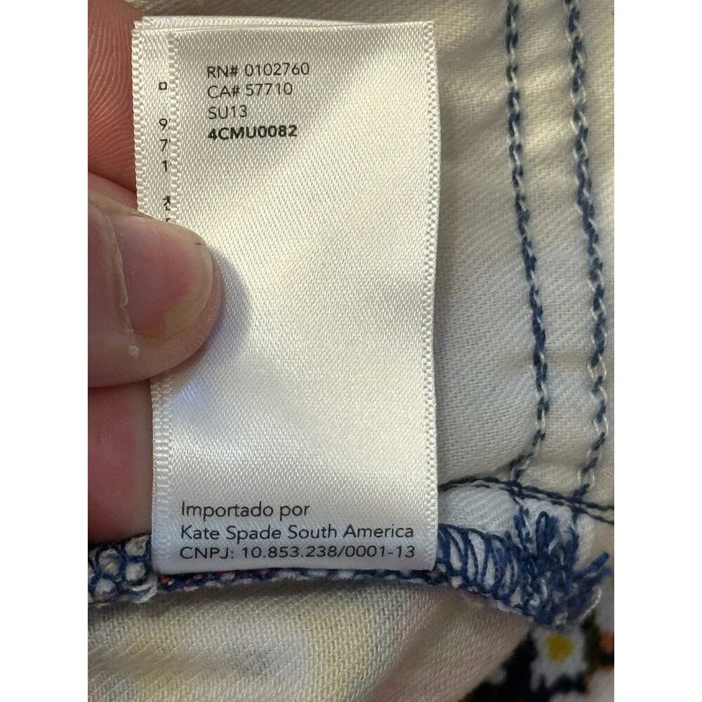Kate Spade Saturday Red Yellow Floral Denim Stretch Boho Jeans Women's Sz 27